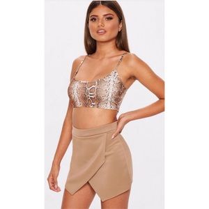 Stone scuba wrap front skort